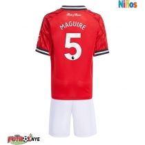 Camiseta Manchester United Harry Maguire #5 Primera Equipación para niños 2025-26 manga corta (+ pantalones cortos)